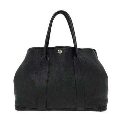 HERMÈS Garden Party 36 Black Negonda Small Bull Leather Tote Handbag with Silver Hardware-(SKU)-965690824
