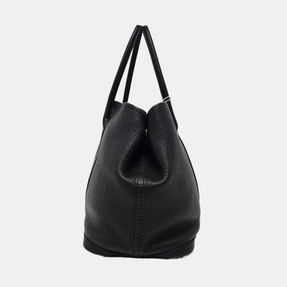 HERMÈS Garden Party 36 Black Negonda Small Bull Leather Tote Handbag with Silver Hardware-(SKU)-965690824