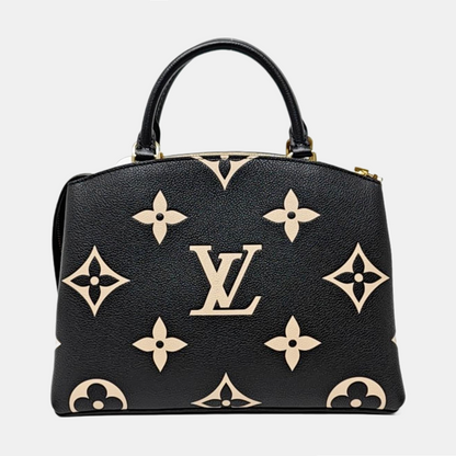 LOUIS VUITTON PALAIS Small Black Leather Monogram Embossed Crossbody Shoulder Bag Handbag Tote Bag Golden Hardware Removable Strap-(SKU)-965877183