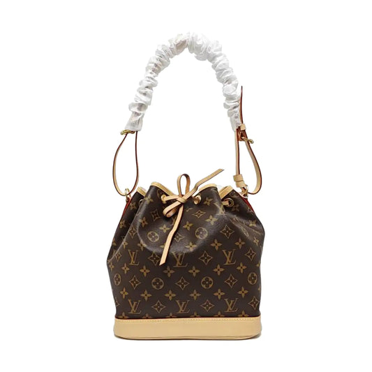 LOUIS VUITTON NOÉ Brown Coated Canvas Monogram Bucket Bag Shoulder Bag, Crossbody Bag with Detachable Strap, Gold Hardware-(SKU)-965774129