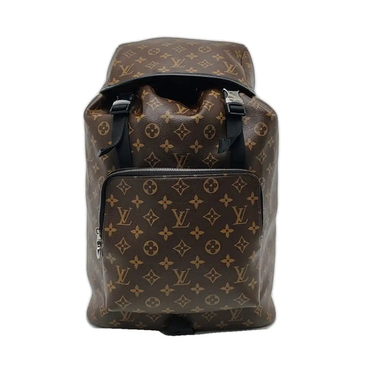 LOUIS VUITTON ZACK Medium Brown Coated Canvas Monogram Backpack Handbag Silver Hardware-(SKU)-965813745
