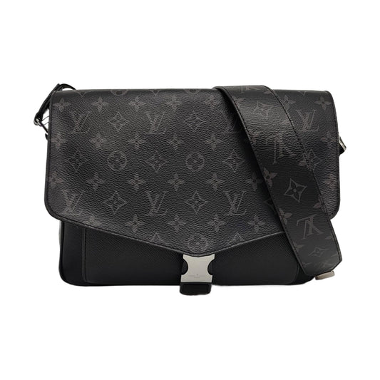 LOUIS VUITTON TAIGARAMA Black Coated Canvas Monogram Tote Shoulder Bag with Silver Hardware-(SKU)-965640486
