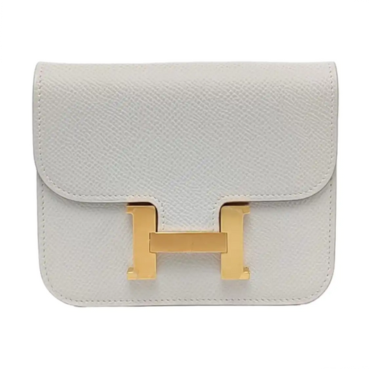 HERMÈS Constance Slim Light Gray Epsom Leather Constance Bag Wallet with Gold Hardware B Stamp Pockets-(SKU)-966022942