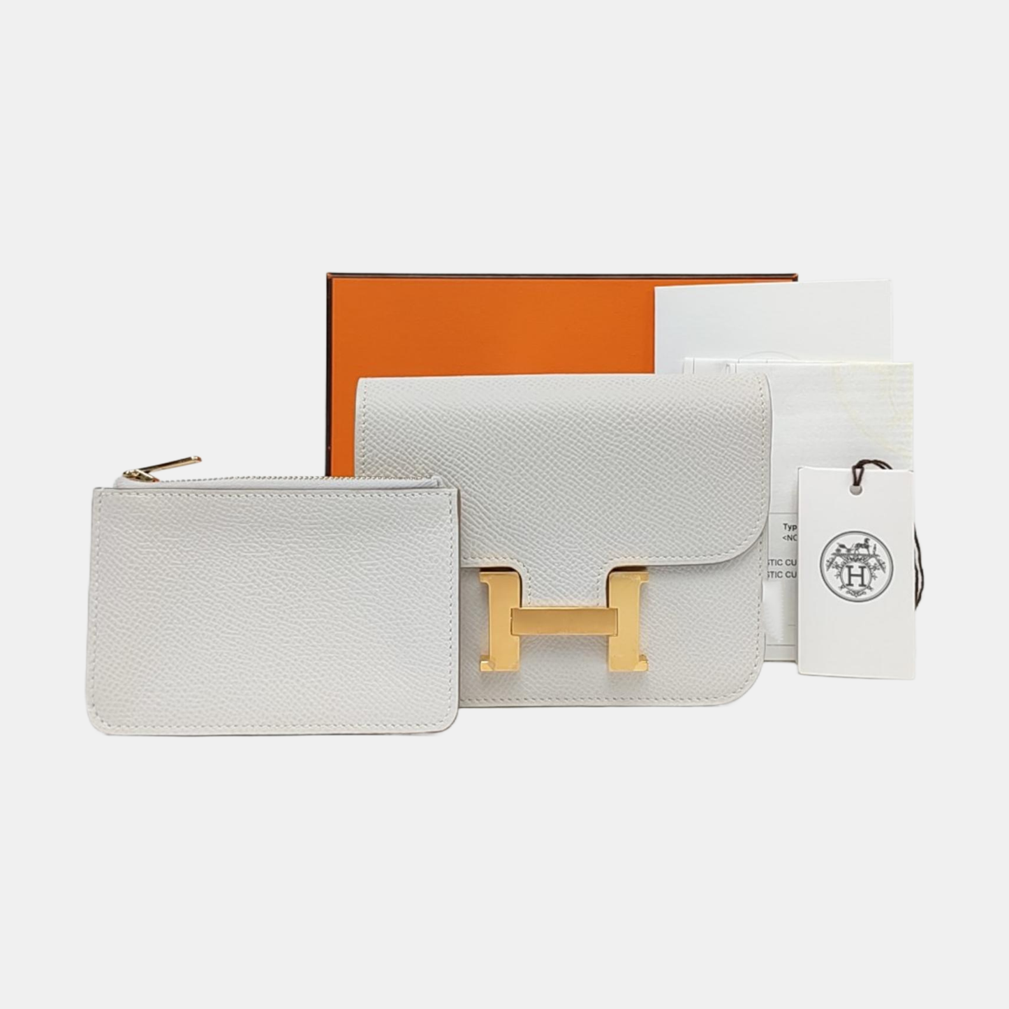 HERMÈS Constance Slim Light Gray Epsom Leather Constance Bag Wallet with Gold Hardware B Stamp Pockets-(SKU)-966022942