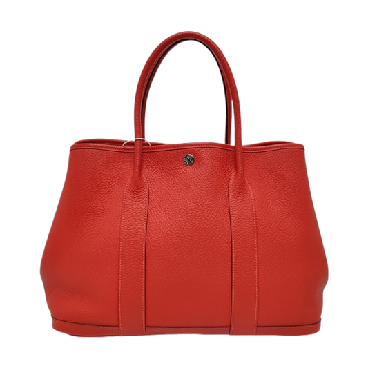 HERMÈS Garden Party 36 Peony Red Negonda Calfskin Garden Bag Tote Bag Silver Hardware 🅁 Engraved-(SKU)-966027305