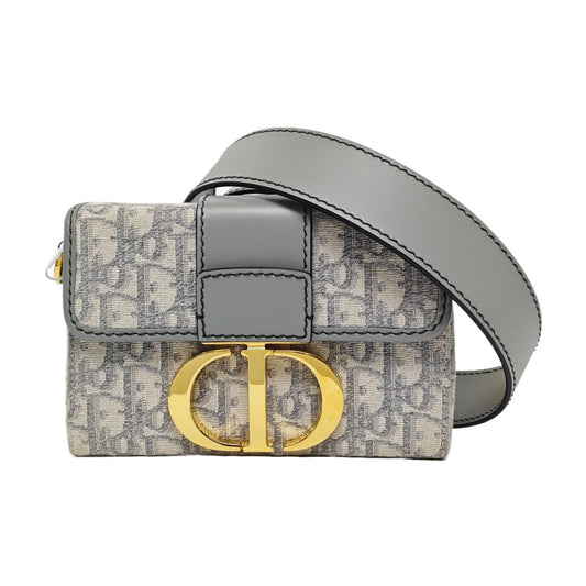 DIOR 30 Montaigne Grey Canvas Monogram Montaigne Bag Crossbody Shoulder Bag-(SKU)-966440601