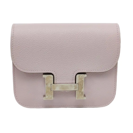 HERMÈS Constance Slim Fantasy Purple Evercolor Calfskin Card Case with Silver Hardware and B Stamp-(SKU)-966465502