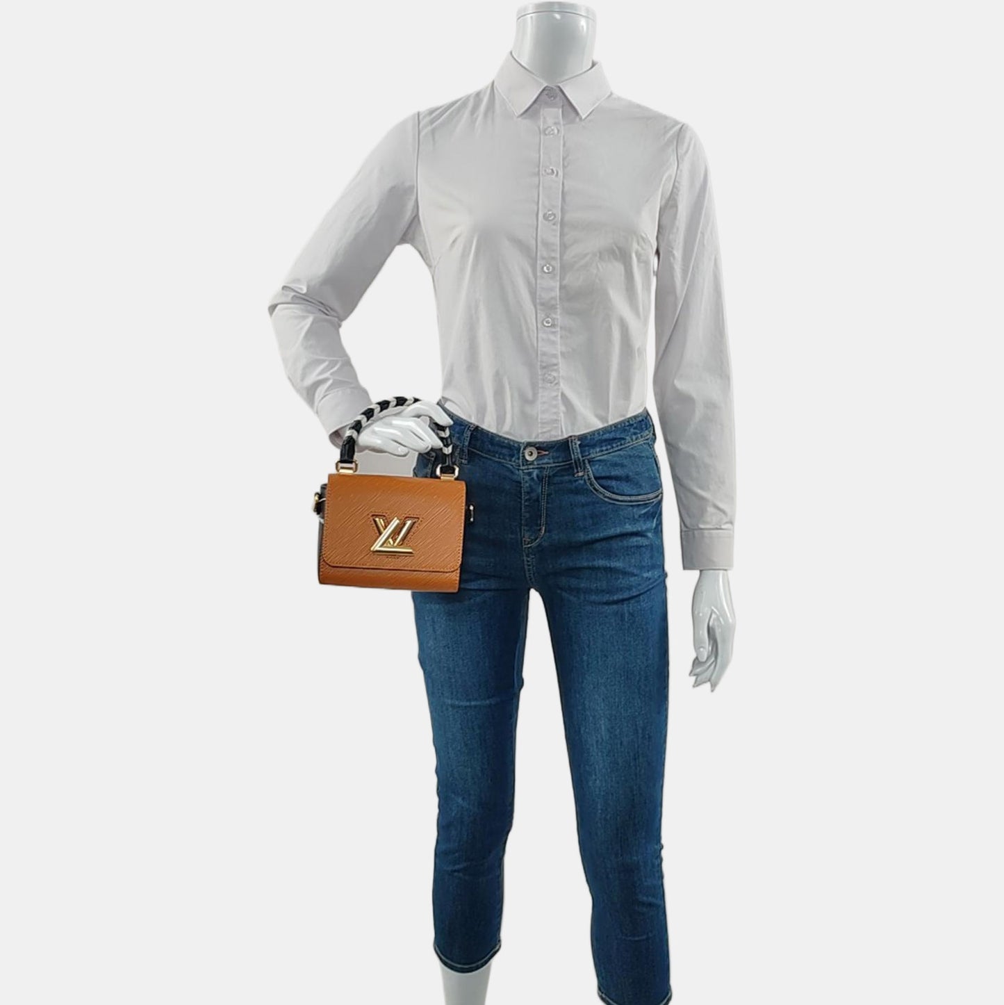 LOUIS VUITTON TWIST Mini Khaki EPI Leather Water Ripple Shoulder Bag Handbag Crossbody Bag Golden Hardware-(SKU)-966729031