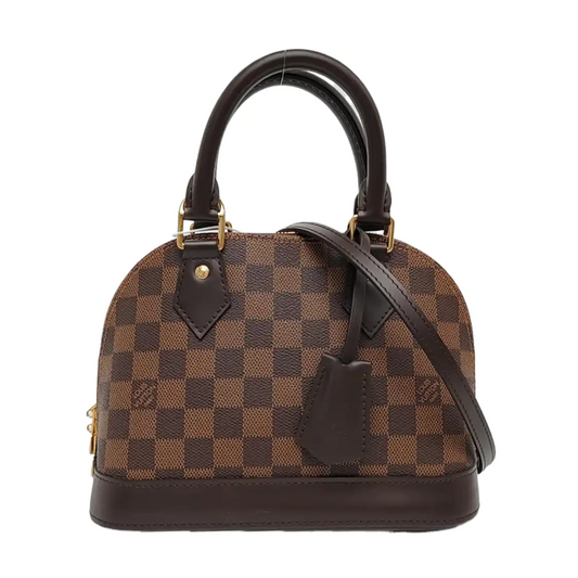 LOUIS VUITTON ALMA BB Brown Coated Canvas Monogram Checkerboard Shell Bag Shoulder Bag Crossbody Bag Golden Hardware Removable Strap-(SKU)-967078439