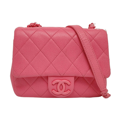 CHANEL CLASSIC FLAP Pink Quilted Calfskin Monogram Shoulder Bag, Handle Bag, Crossbody with Detachable Strap, Pink Hardware, 29 Clasps-(SKU)-966828940