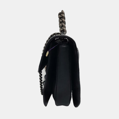 CHANEL PERFECT EDGE Black Lamb Skin Quilted Monogram Crossbody Bag Handbag Shoulder Bag Ruthenium Hardware 21 Clasp-(SKU)-966996971