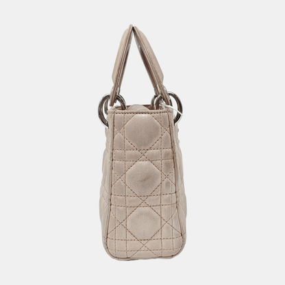 DIOR Lady Dior Mini Khaki Lamb Skin Cannage Quilted Hobo Shoulder Bag Handbag Crossbody Bag 18 Clasp Silver Hardware Removable Shoulder Strap-(SKU)-967132120