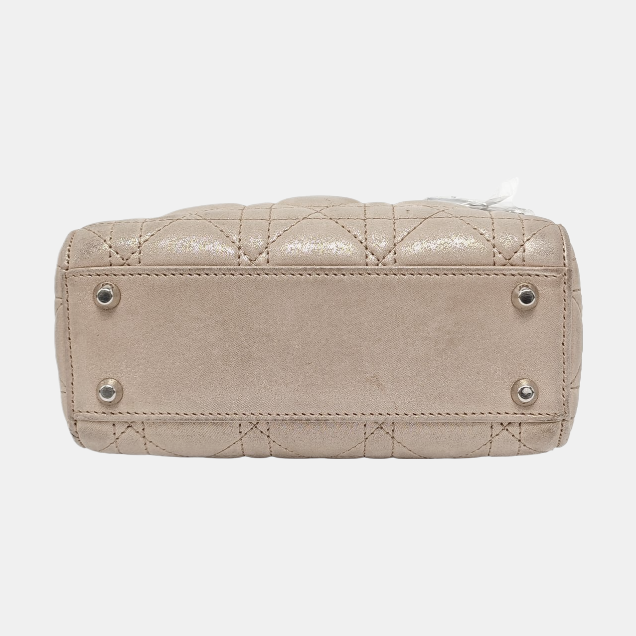 DIOR Lady Dior Mini Khaki Lamb Skin Cannage Quilted Hobo Shoulder Bag Handbag Crossbody Bag 18 Clasp Silver Hardware Removable Shoulder Strap-(SKU)-967132120