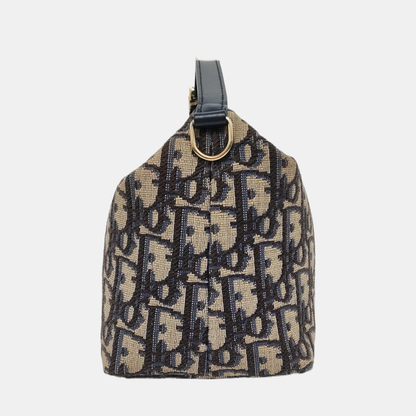 DIOR Diortravel Nomad Medium Gray Canvas Monogram Floral Jacquard Handbag Gold Hardware-(SKU)-967326935