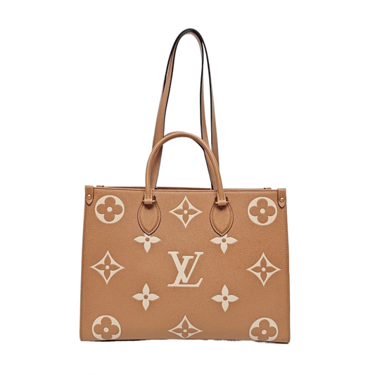 LOUIS VUITTON ONTHEGO Medium Yellow Leather Monogram Embossed Jungle Bag Single Shoulder Bag Golden Hardware-(SKU)-967363562