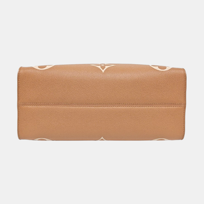 LOUIS VUITTON ONTHEGO Medium Yellow Leather Monogram Embossed Jungle Bag Single Shoulder Bag Golden Hardware-(SKU)-967363562
