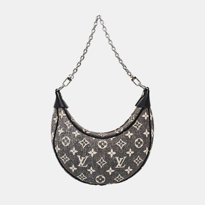 LOUIS VUITTON LOOP Dark Grey Canvas Monogram Jacquard Pea Bag Crossbody Bag Shoulder Bag Silver Hardware 2 Removable Straps-(SKU)-967284510