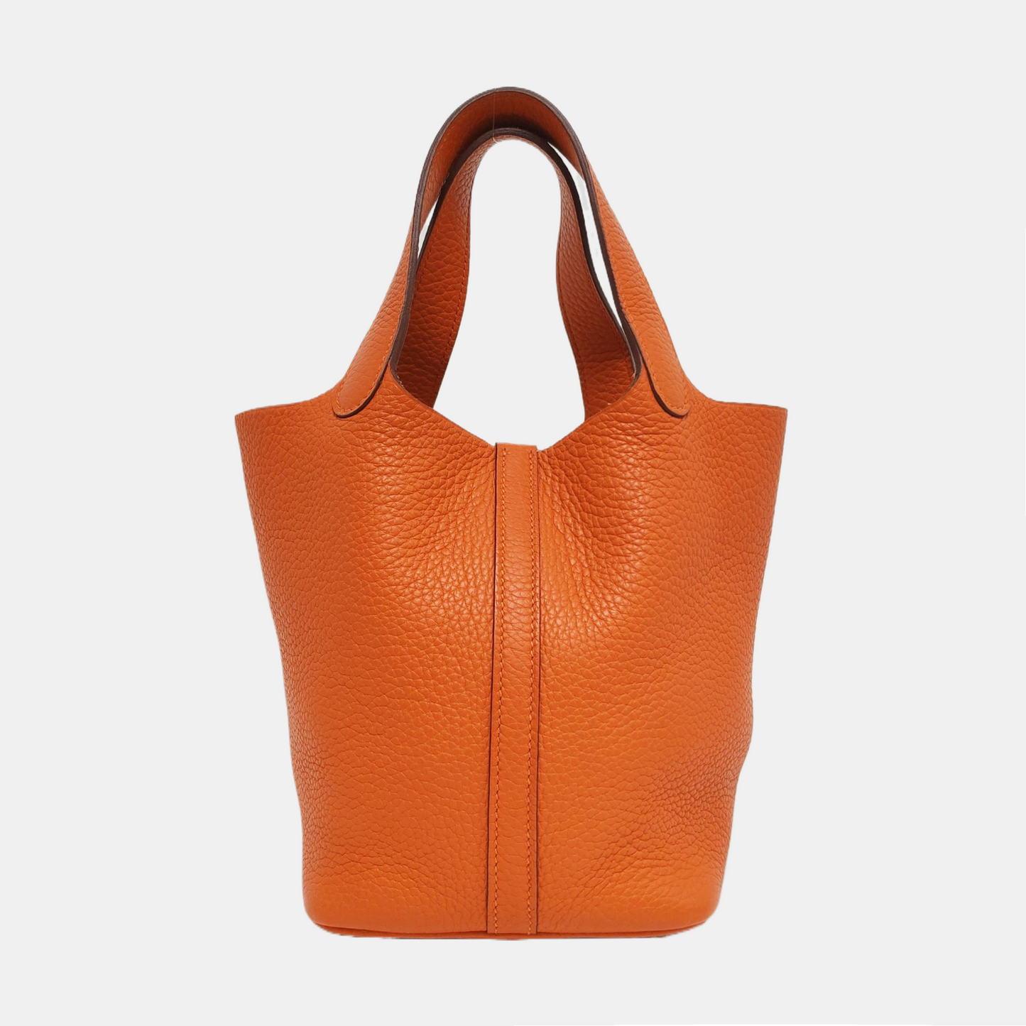 HERMÈS Picotin Lock 18 Orange Clemence Calfskin Basket Bag with Silver Hardware-(SKU)-967684097