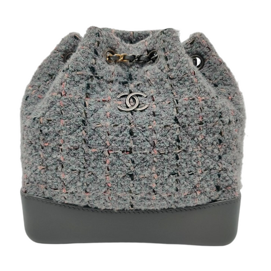 CHANEL GABRIELLE Small Light Grey Tweed Grained Quilted Bag Tote Bag Crossbody Shoulder Bag with Gold Silver Ruthenium Hardware and 23 Opening-(SKU)-967375021