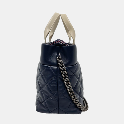 CHANEL PORTOBELLO Blue Calfskin Quilted Crossbody Shoulder Bag with Palladium Hardware, 22K-(SKU)-967668777