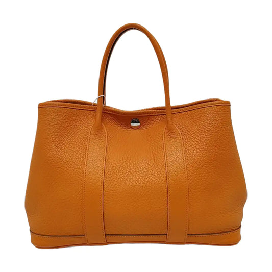 HERMÈS Garden Party 30 Mustard Yellow Negonda Calf Leather Tote Handbag Silver Hardware 🅁 Stamp-(SKU)-967595039