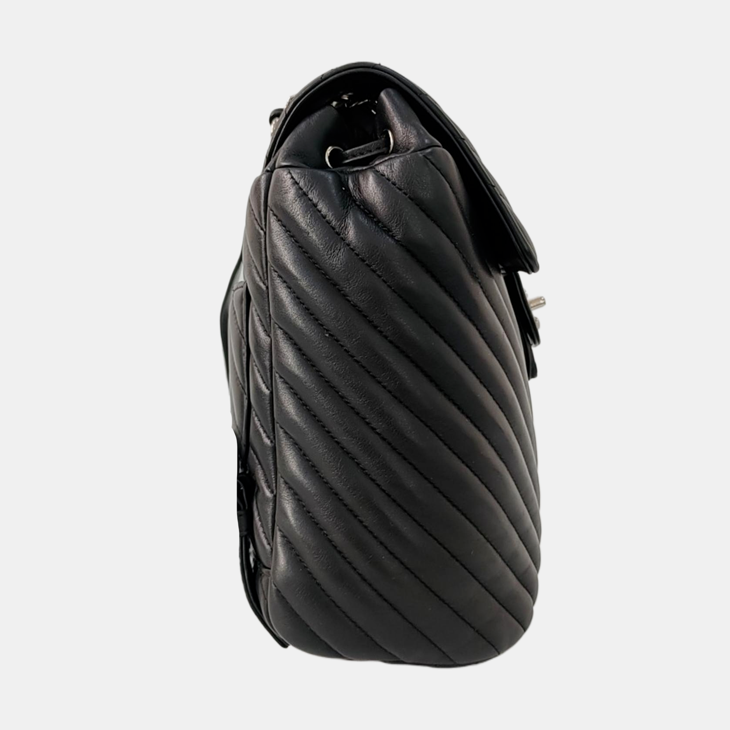 CHANEL URBAN SPIRIT Small Black Calfskin V-Shape Backpack with Silver Hardware, 22 compartments-(SKU)-967953802