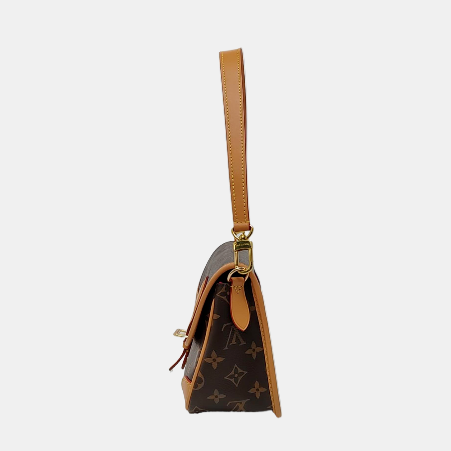 LOUIS VUITTON DIANE Brown Coated Canvas Monogram Crossbody Bag Shoulder Bag with Detachable Straps Golden Hardware-(SKU)-967536707