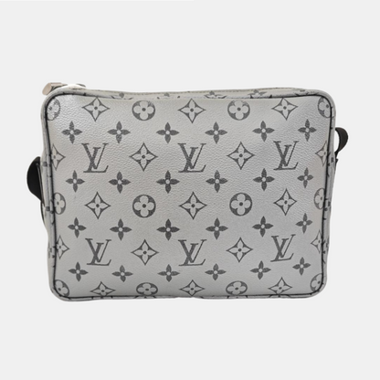 LOUIS VUITTON TRIO Grey Calfskin Monogram Crossbody Shoulder Bag Silver Hardware-(SKU)-967525800