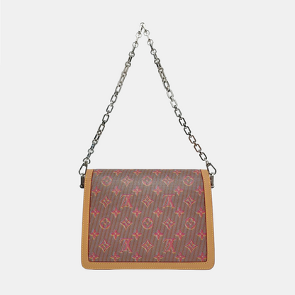 LOUIS VUITTON DAUPHINE Medium Red Calfskin Monogram Checkerboard Dauphine Single Shoulder Bag Sling Bag Silver Hardware 2 Removable Straps-(SKU)-967790529