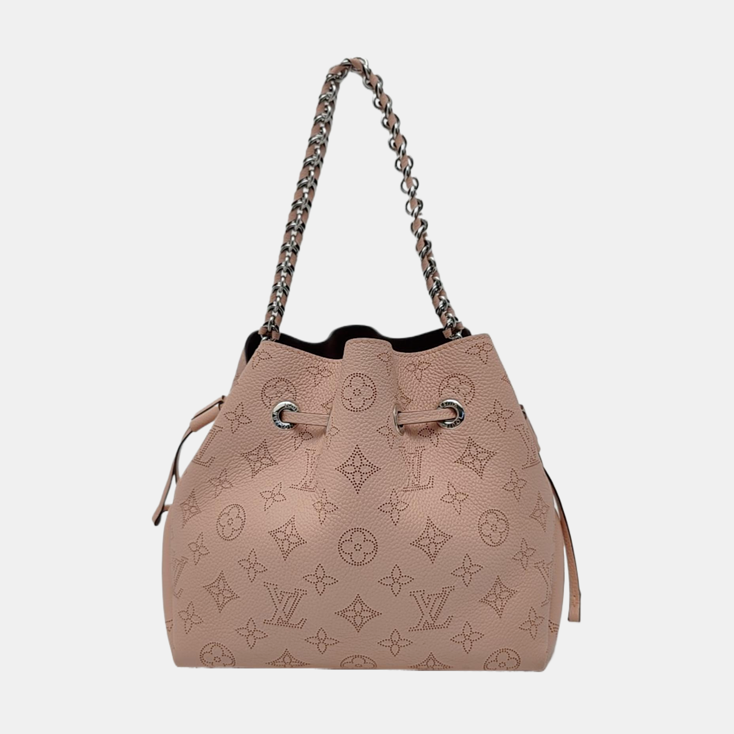 LOUIS VUITTON BELLA pink leather Monogram woven shoulder bag with 2 detachable straps, silver hardware-(SKU)-968037348