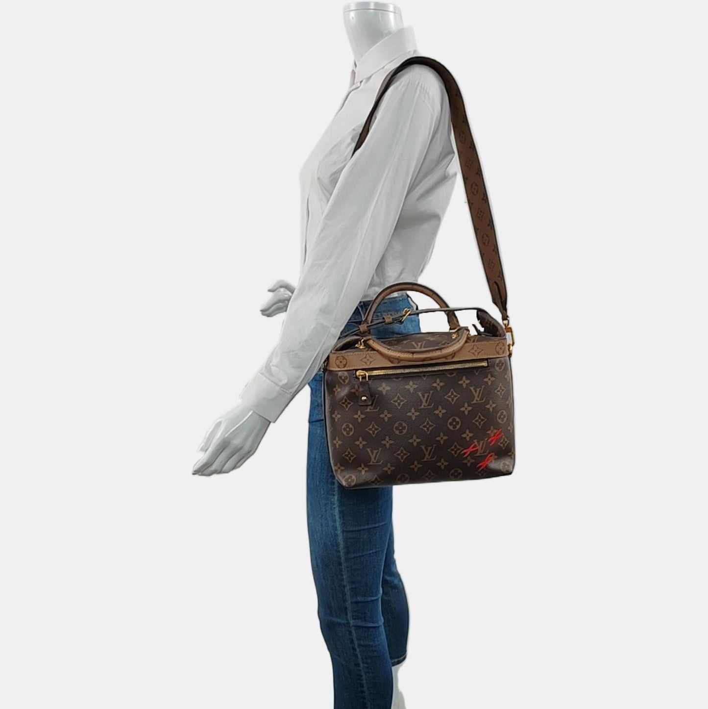 LOUIS VUITTON CRUISER Small Brown Coated Canvas Monogram Shoulder Bag Tote Crossbody Bag Detachable Strap-(SKU)-967985404