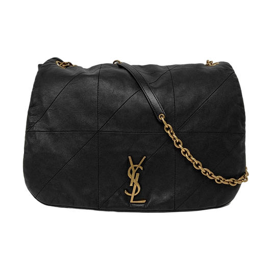 YSL JAMIE Black Lamb Skin Quilted Shoulder Bag Crossbody Bag Handbag Golden Hardware-(SKU)-967787413