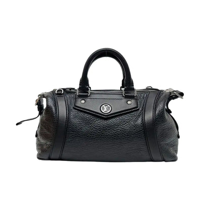 LOUIS VUITTON BIKER Small-sized Black Lamb Skin Crossbody Bag Handbag Shoulder Bag Silver Hardware Removable Shoulder Strap-(SKU)-967994639