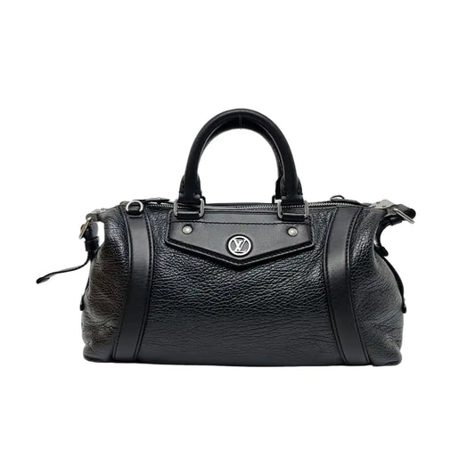 LOUIS VUITTON BIKER Small-sized Black Lamb Skin Crossbody Bag Handbag Shoulder Bag Silver Hardware Removable Shoulder Strap-(SKU)-967994639