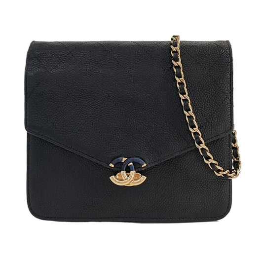 CHANEL THREAD AROUND Navy Blue Grained Calfskin Quilted Chevron Single Shoulder Bag Crossbody Bag Gold Blue Hardware 25 Clasp-(SKU)-968245973