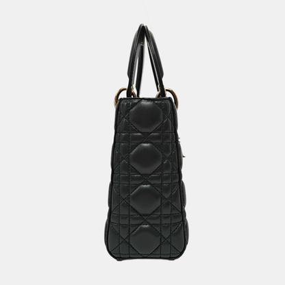 DIOR Lady Dior Small Dark Green Lamb Skin Quilted Diagonal Bag 4-Compartment Single Shoulder Bag Crossbody Handbag with Gold Hardware and Removable Shoulder Strap-(SKU)-968076065