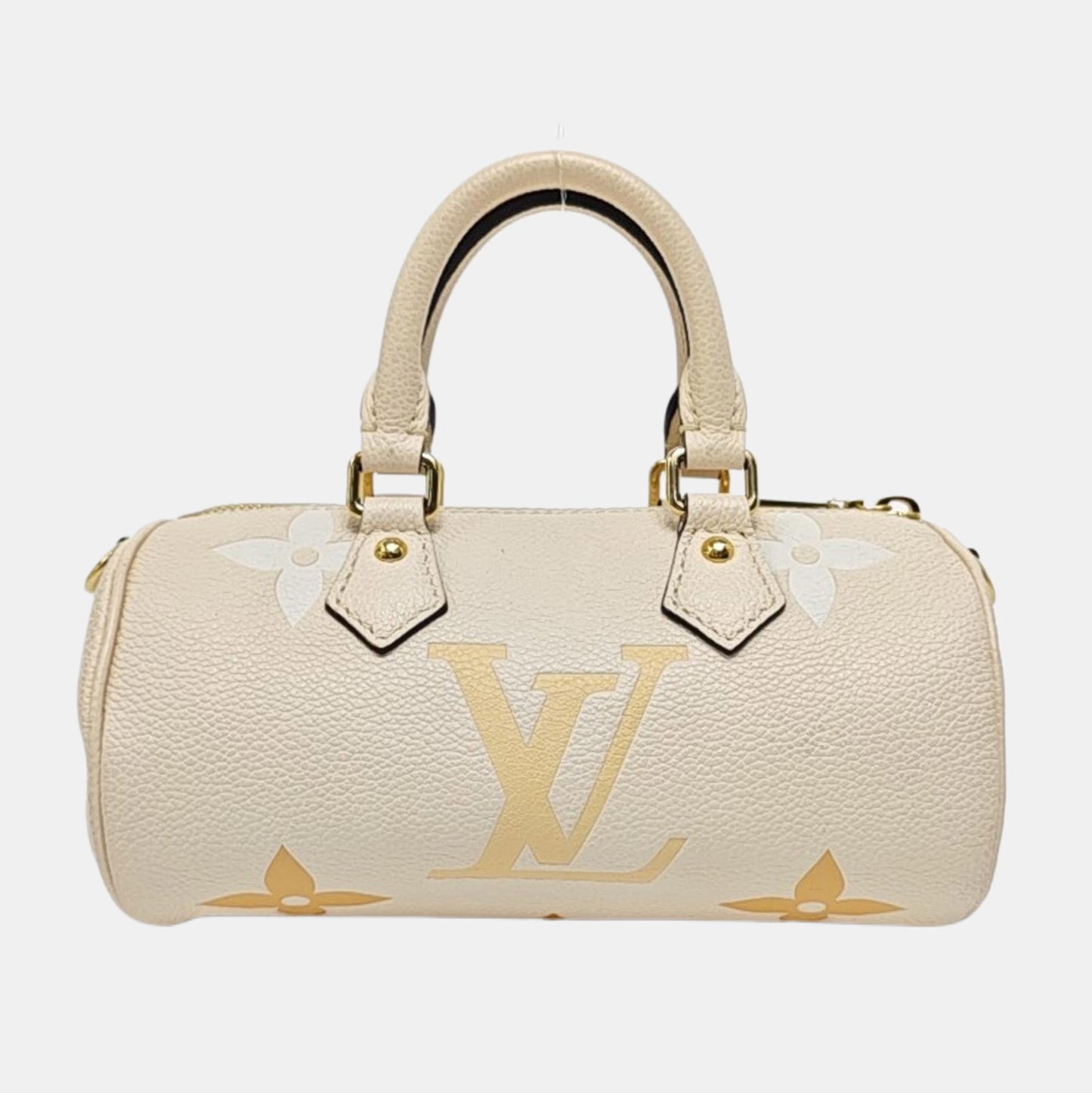 LOUIS VUITTON PAPILLON BB Beige Calfskin Monogram Papillon Single Shoulder Bag Handbag Sling Bag Gold Hardware Removable Strap-(SKU)-968328676
