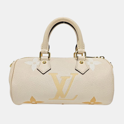 LOUIS VUITTON PAPILLON BB Beige Calfskin Monogram Papillon Single Shoulder Bag Handbag Sling Bag Gold Hardware Removable Strap-(SKU)-968328676