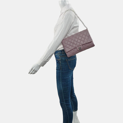 CHANEL CLASSIC FLAP Light Purple Lamb Leather Quilted Shoulder Bag with Removable Strap-(SKU)-968118036