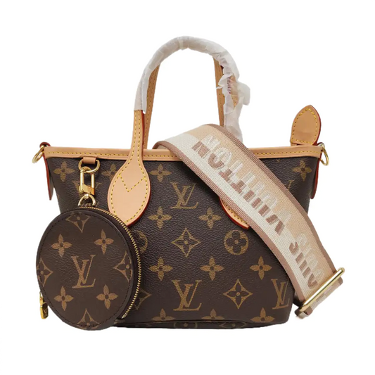 LOUIS VUITTON NEVERFULL BB brown coated canvas Monogram shoulder bag handbag crossbody bag removable shoulder strap-(SKU)-968798097