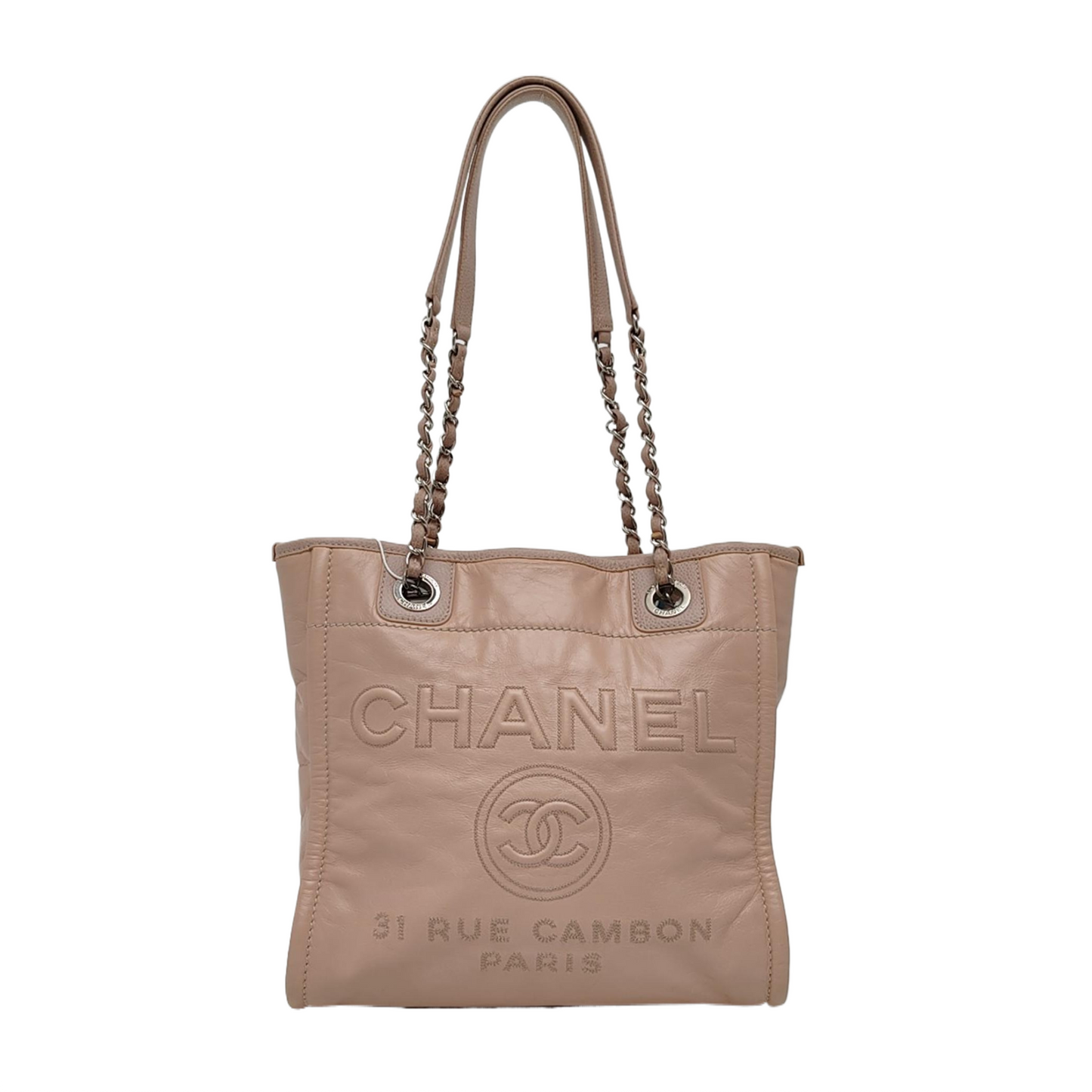 CHANEL DEAUVILLE Pink Leather Quilted Shoulder Bag with Detachable Strap-(SKU)-968656894