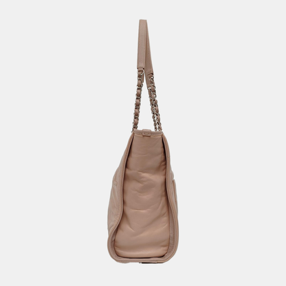 CHANEL DEAUVILLE Pink Leather Quilted Shoulder Bag with Detachable Strap-(SKU)-968656894