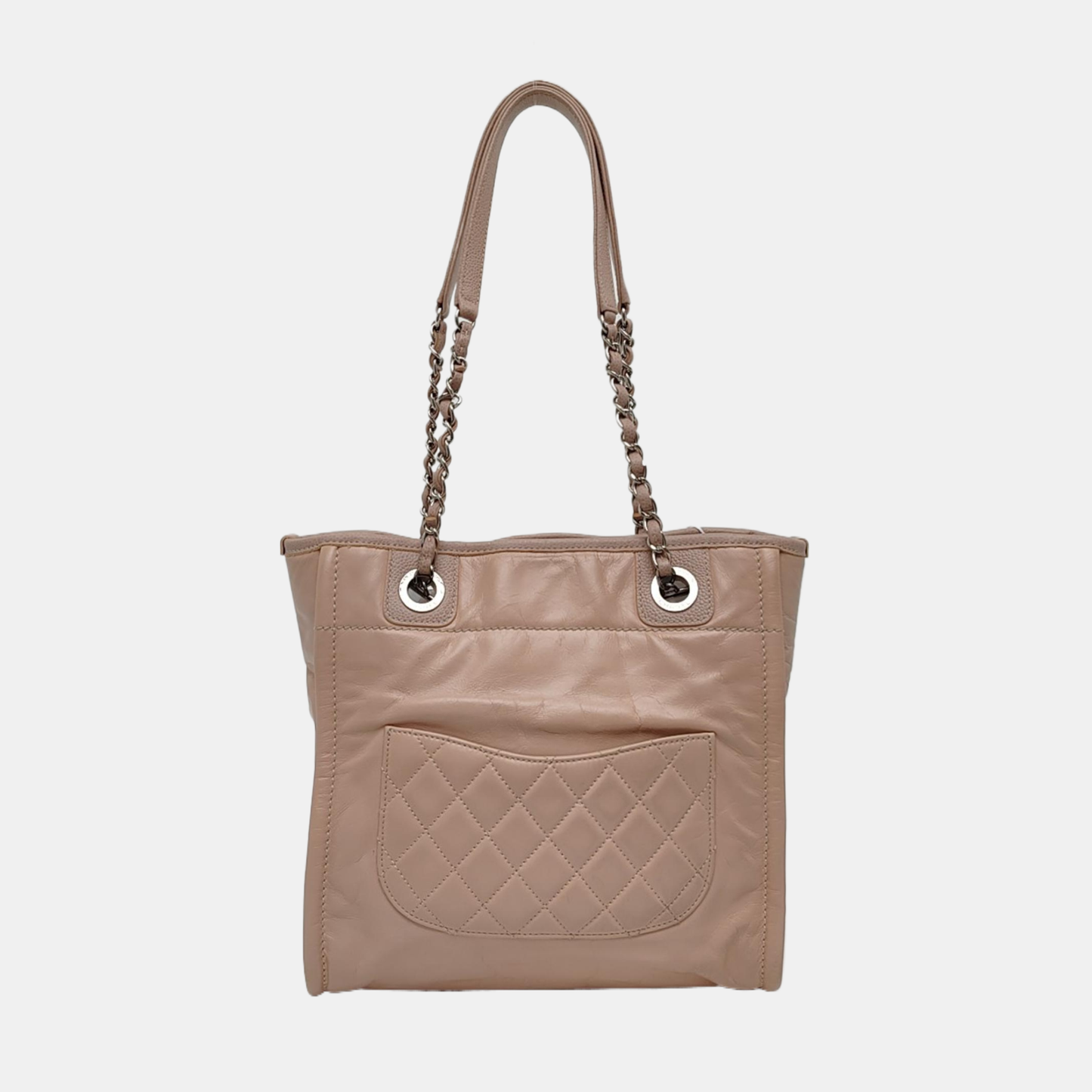 CHANEL DEAUVILLE Pink Leather Quilted Shoulder Bag with Detachable Strap-(SKU)-968656894