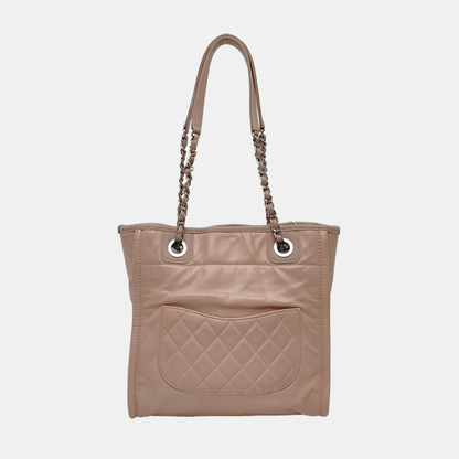 CHANEL DEAUVILLE Pink Leather Quilted Shoulder Bag with Detachable Strap-(SKU)-968656894