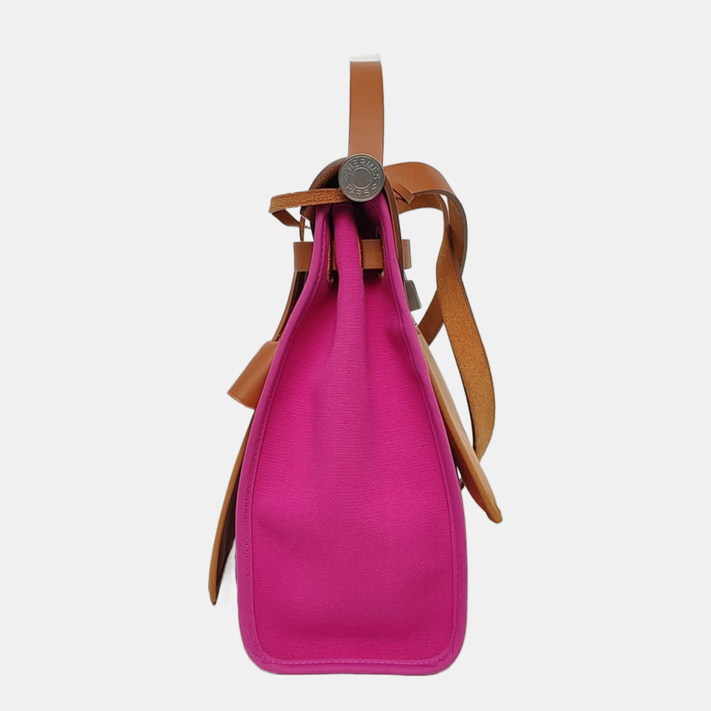 HERMÈS Herbag 31 Magnolia Pink Canvas Shoulder Bag, Tote, and Crossbody with Silver Hardware Z, Detachable Strap-(SKU)-968659072