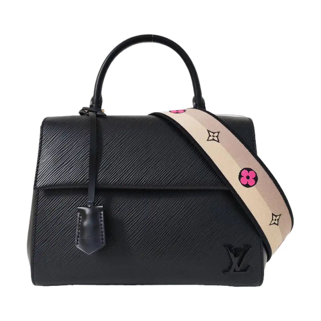LOUIS VUITTON CLUNY BB Black EPI Calfskin Water Ripple Pattern Shoulder Bag Tote Bag Crossbody Bag Silver Hardware Removable Strap Included Accessories Complete-(SKU)-968507164