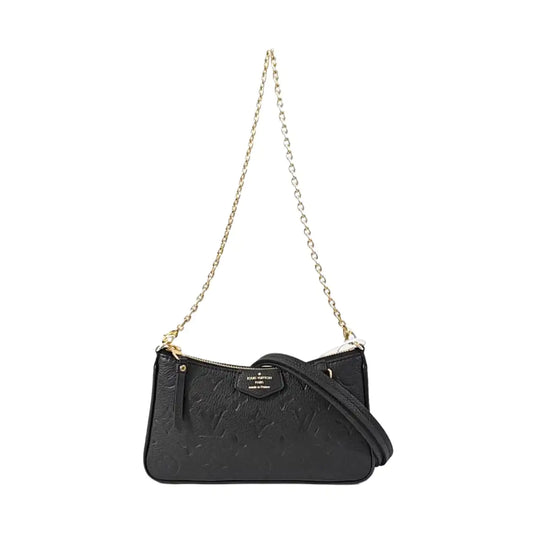 LOUIS VUITTON EASY Black Calf Leather Embossed Crossbody Shoulder Bag-(SKU)-968853461