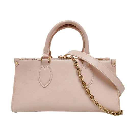 LOUIS VUITTON ONTHEGO small size pink leather Monogram shoulder bag with gold hardware and 2 detachable straps-(SKU)-968753925