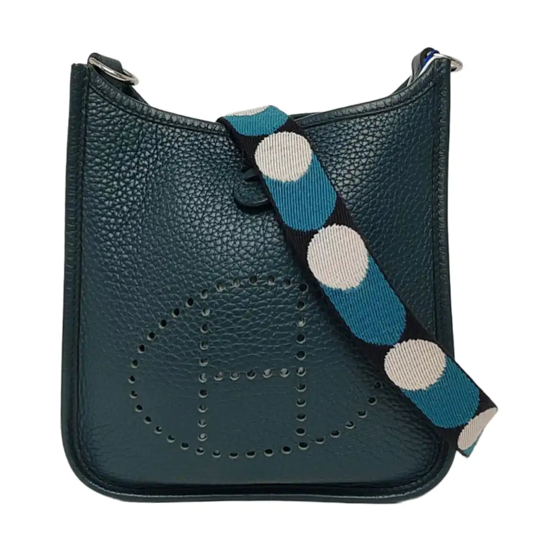 HERMÈS Evelyne 17 Pine Green Clemence Leather Cut-Out Evelyne Bag with Silver Hardware C-(SKU)-968742099