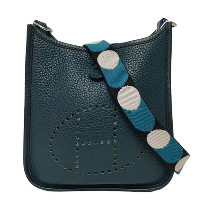 HERMÈS Evelyne 17 Pine Green Clemence Leather Cut-Out Evelyne Bag with Silver Hardware C-(SKU)-968742099